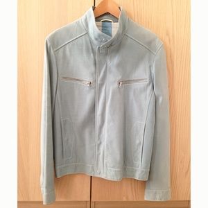 Men's Dusty Blue Nubuck Leather Jacket
